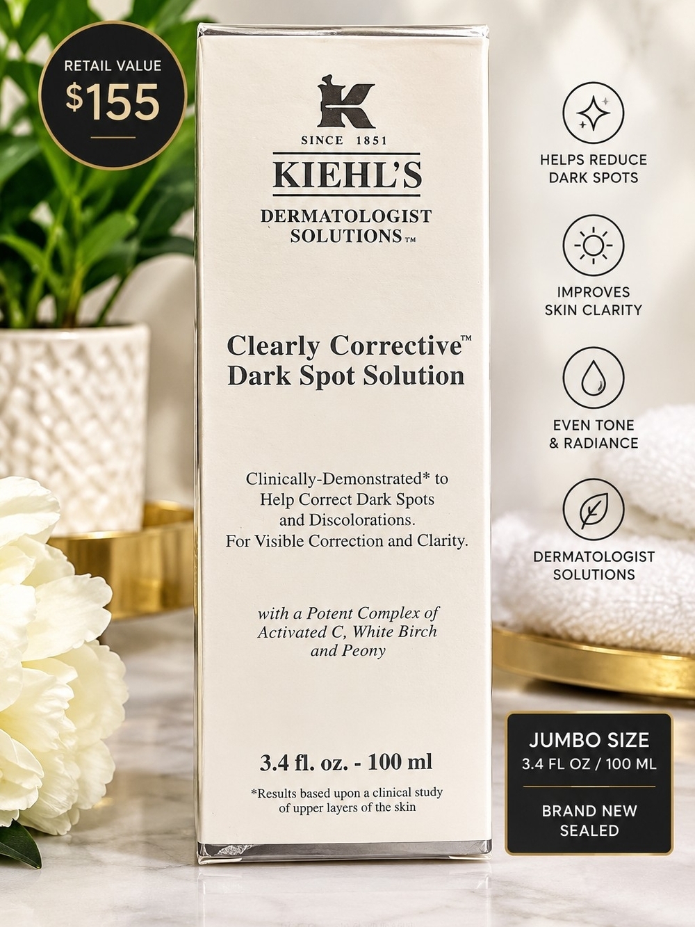 Kiehl's Clearly Corrective Dark Spot Solution 3.4 oz / 100 mL NEW SEALED